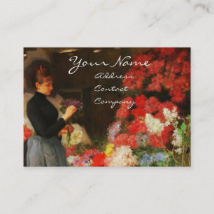 FLORIST MAKING A BOUQUET WITH COLORFUL FLOWERS BUSINESS CARD