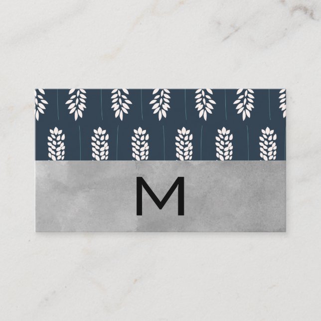 Florist | Monogram and Watercolor Block Business Card (Front)