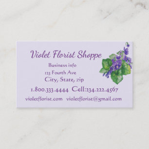 Florist Nature Flower Watercolor Violet Plant  Business Card