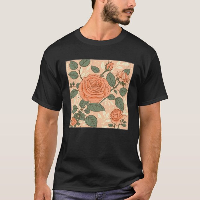 Florist Roses Pattern Illustration Flowers Leaf Wo T-Shirt (Front)