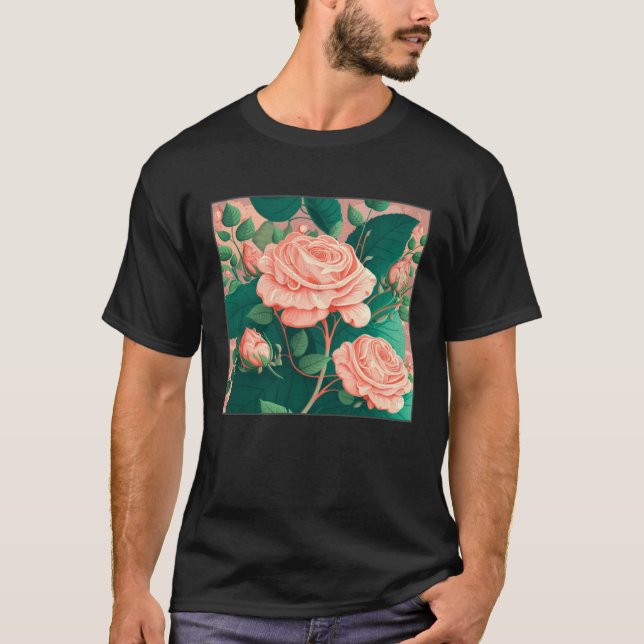Florist Roses Pattern Illustration Flowers Leaf Wo T-Shirt (Front)