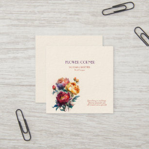 Florist Shop Peonies   Square Business Card