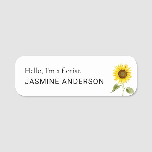Florist Sunflower Flower Business Custom Name Tag (Front)
