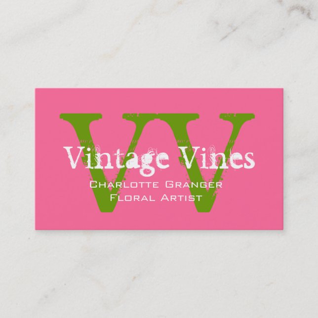 Florist Vert rose Carte de visite personnalisable (Devant)