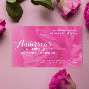 Floristry pink rose florist business cards