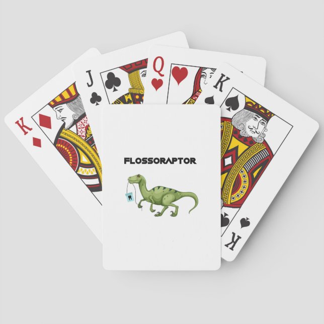 Floss Flossoraptor Hygiene Dental Funny -Dentist Playing Cards (Back)