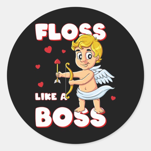 Floss Like A Boss Cupid Valentines Day Boys Girls  Classic Round Sticker (Front)