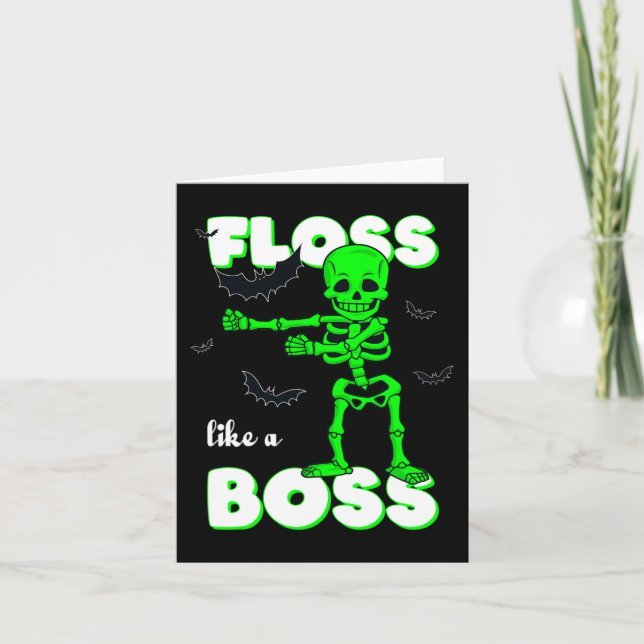 Floss Like A Boss Skeleton Halloween Boys Girls Ki Card (Front)