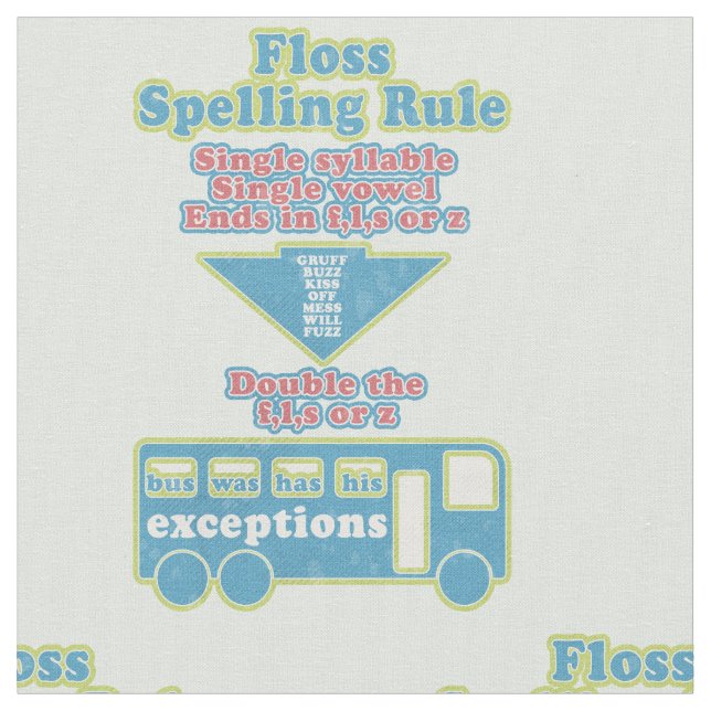 Floss Rule Phonics Learning English Language Fabric (Close Up)