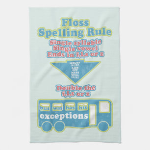Floss Rule Phonics Learning English Language Kitchen Towel