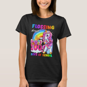 Flossing Through 100 Days Of School Flossing Unico T-Shirt