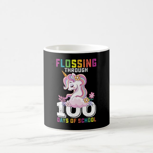Flossing Through 100 Days of School Unicorn Coffee Mug (Center)