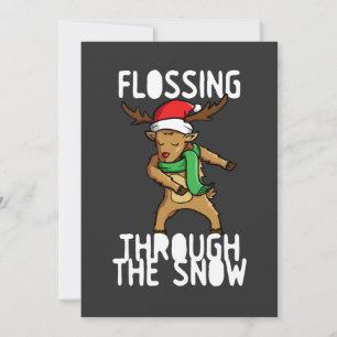 Flossing Through Snow Rudolph Reindeer Christmas Holiday Card