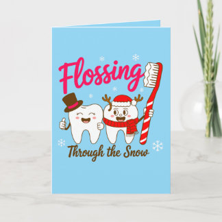 Flossing Through The Snow Christmas Tooth Dentist Card