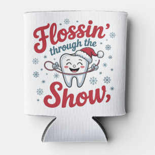 Flossing Thru the Snow Funny Xmas Christmas Can Cooler