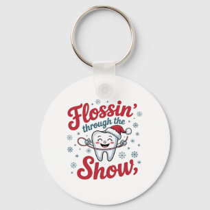 Flossing Thru the Snow Funny Xmas Christmas  Keychain