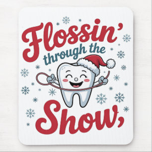 Flossing Thru the Snow Funny Xmas Christmas  Mouse Pad