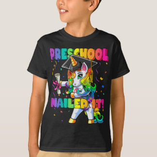 Flossing Unicorn Preschool Graduation Cap Diploma  T-Shirt
