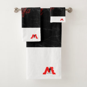 FloState Design "ME" Man Eruditely Stay Alfa blk Bath Towel Set