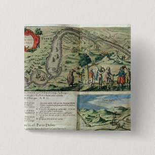 Flotilla of Admiral Joris van Spilbergen crossing 2 Inch Square Button