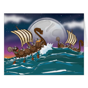 Flotte d'invasion de Vikings de dessin animé