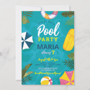 Flotteurs de fête au bord de la piscine Invitation