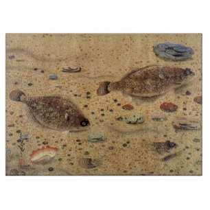 Flounders or Flat Fish, Vintage Marine Ocean Life Cutting Board