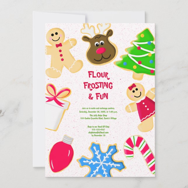 Flour Frosting Fun Kids Cookie Exchange Party Invitation (Front)