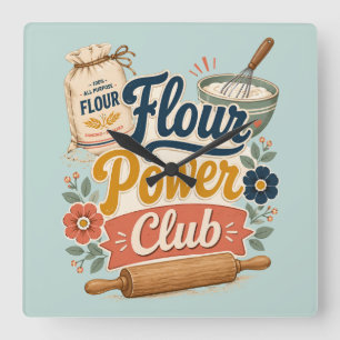 Flour Power Cottage Baking Club Square Wall Clock