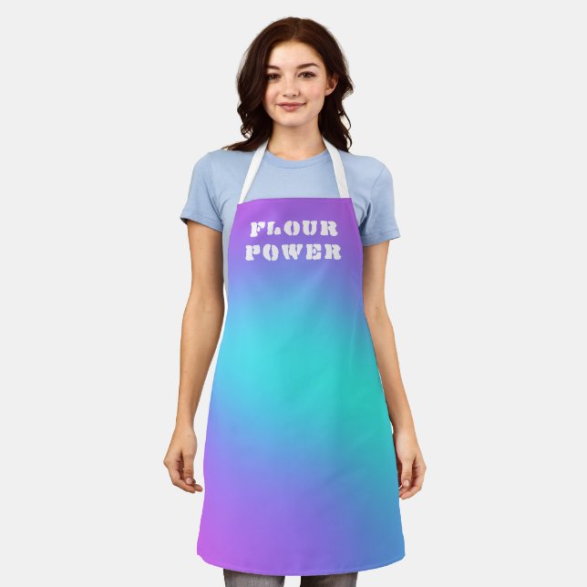 Flour Power Purple Teal Gradient Apron (Worn)