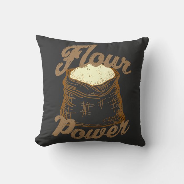 Flour Power Throw Pillow (Front)