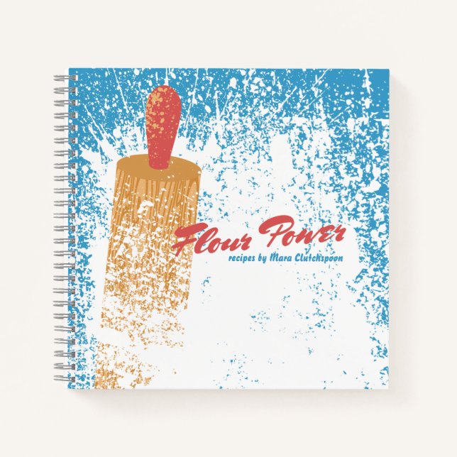 Flour rolling pin personalized recipe cookbook notebook (Front)