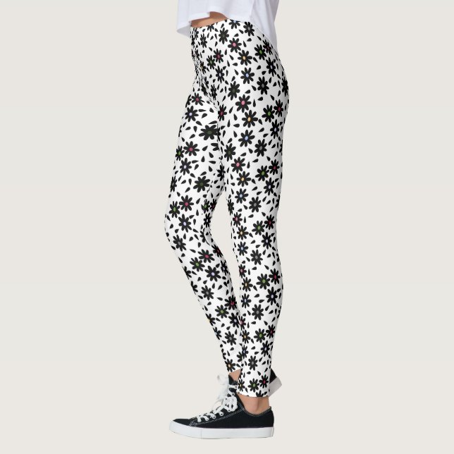 Flour-sack Inspired Black and White Leggings (Left)
