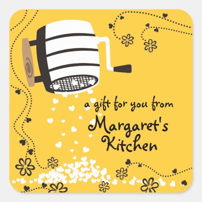 Flour sifter flowers baker baking gift tag label (Front)