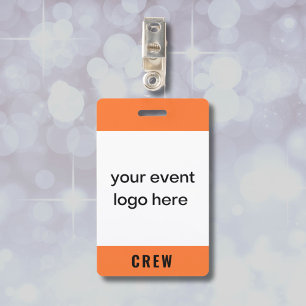 Flourescent Orange Crew Staff Event Badge
