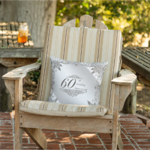 Flourish 60th Diamond Anniversary Throw Pillow