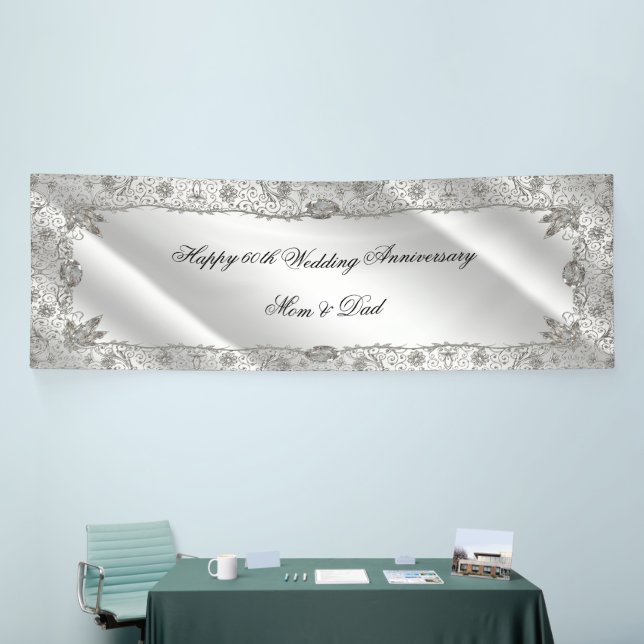 Flourish 60th Diamond Wedding Anniversary Banner (Tradeshow)