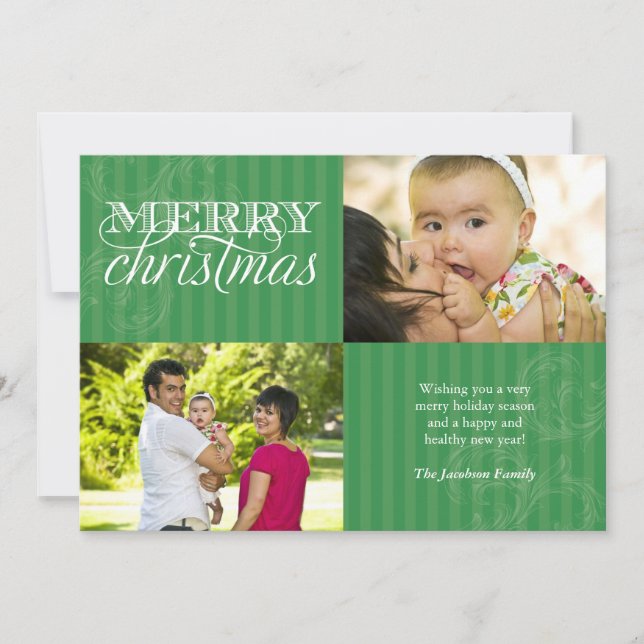 Flourish and Stripes Holiday Greeting Card (Front)