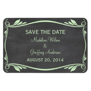 Flourish Chalkboard Save the Date Magnet, Green Magnet