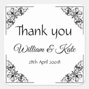 Flourish Corners Mariage Merci étiquette stickers