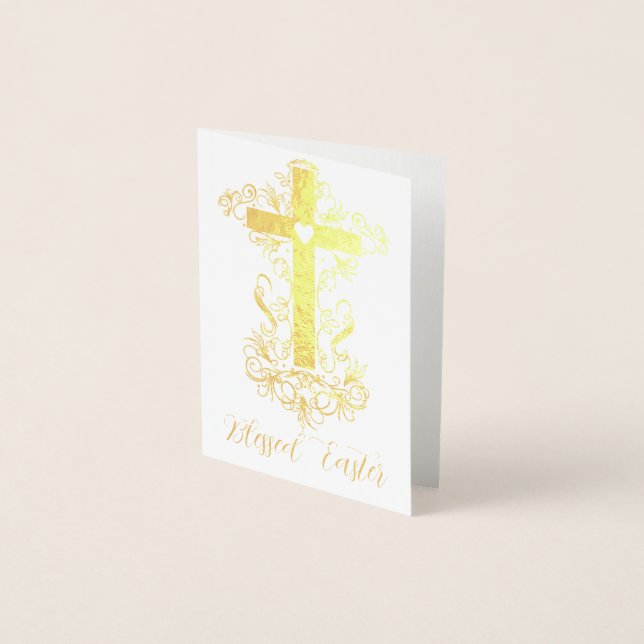 Flourish cross Easter Foil Card (Front)