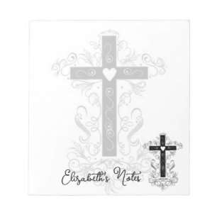 Flourish cross personalized notepad