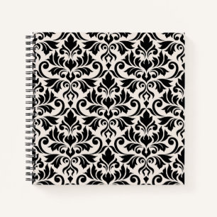 Flourish Damask 2Way Big Ptn Black + Cream Notebook
