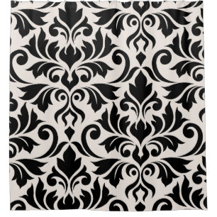 Flourish Damask Art I Black on Cream