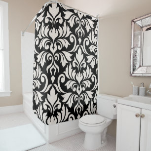 Flourish Damask Art I Cream on Black