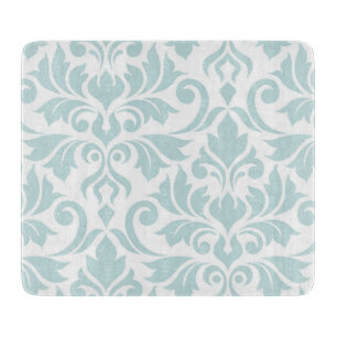 Flourish Damask Art I Duck Egg Blue on White Cutting Board