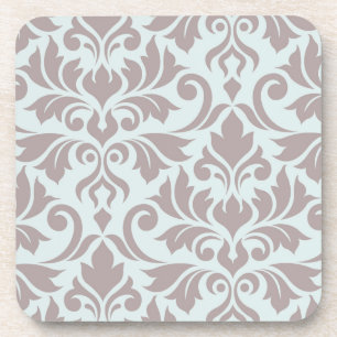 Flourish Damask Art I Taupe on Duck Egg Blue Coaster