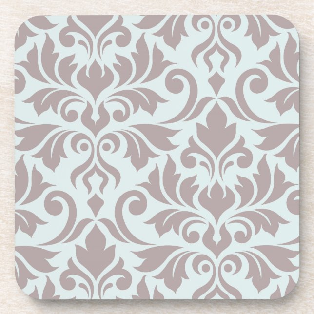Flourish Damask Art I Taupe on Duck Egg Blue Coaster (Front)
