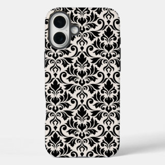 Flourish Damask Big Pattern Black on Cream iPhone 16 Plus Case
