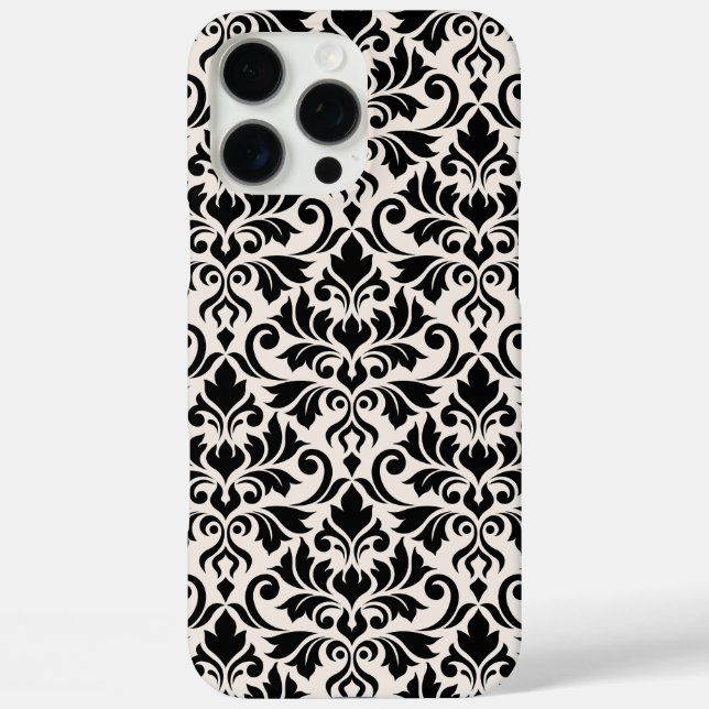Flourish Damask Big Pattern Black on Cream Case-Mate iPhone Case (Back)